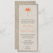 Palm Tree & Burlap Wedding Invitation - Sinaasappe Kaart (Voorkant / Achterkant)