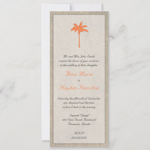 Palm Tree & Burlap Wedding Invitation - Sinaasappe Kaart