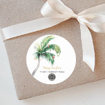 Palm Tree Business Logo Christmas Employee Swag Ronde Sticker<br><div class="desc">Palm Tree Waterverf Business Christmas Holiday stickers die u gemakkelijk kunt aanpassen door op de knop "Personaliseren" te klikken.</div>