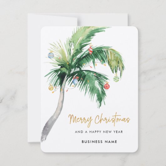Palm Tree Business Logo Christmas Holiday Card Feestdagenkaart (Voorkant)