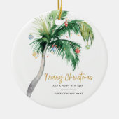 Palm Tree Business Logo Merry kerst Keramisch Ornament (Voorkant)
