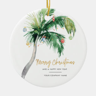 Palm Tree Business Logo Merry kerst Keramisch Ornament