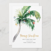 Palm Tree Business Logo Merry-kerstgroeten Feestdagenkaart (Voorkant / Achterkant)