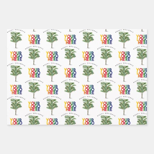 Palm Tree Business Logo Vakantie Kerst Kaart Inpakpapier Vel (Voorkant)
