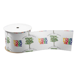 Palm Tree Business Logo Vakantie Kerst Kaart Satijnen Lint