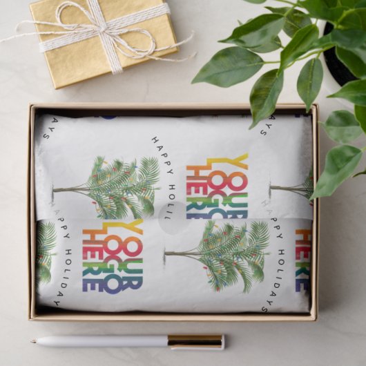 Palm Tree Business Logo Vakantie Kerst Kaart Tissuepapier (Geschenk)