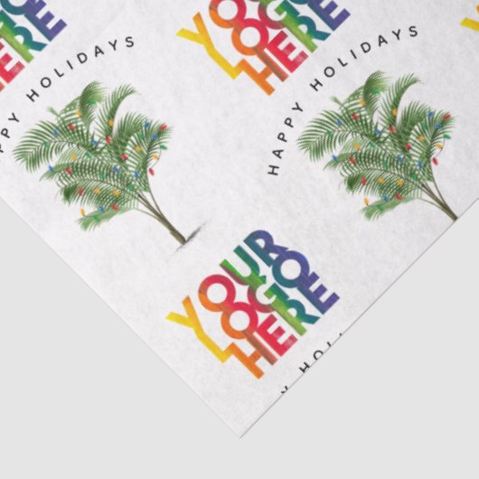 Palm Tree Business Logo Vakantie Kerst Kaart Tissuepapier (Detail)