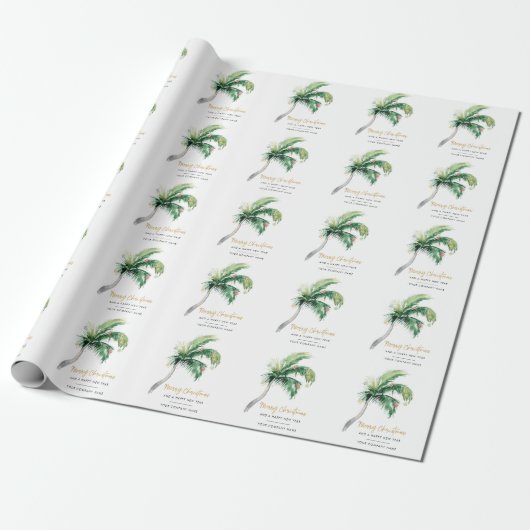 Palm Tree Business Name kerstfeestdag Cadeaupapier (Uitgerold)