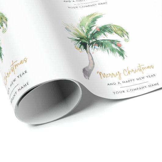 Palm Tree Business Name kerstfeestdag Cadeaupapier (Rol Hoek)