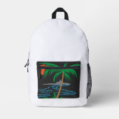 Palm Tree by the River | Tropical Sunset Art Bedrukte Rugzak (Voorkant)