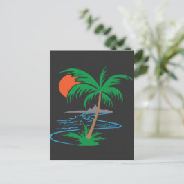 Palm Tree by the River | Tropical Sunset Art Briefkaart