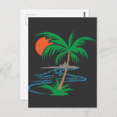 Palm Tree by the River | Tropical Sunset Art Briefkaart (Voorkant / Achterkant)