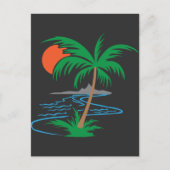 Palm Tree by the River | Tropical Sunset Art Briefkaart (Voorkant)