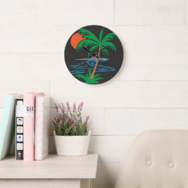 Palm Tree by the River | Tropical Sunset Art Grote Klok
