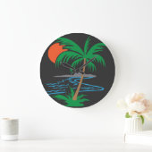 Palm Tree by the River | Tropical Sunset Art Grote Klok (Huis)