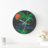 Palm Tree by the River | Tropical Sunset Art Grote Klok (Huis)