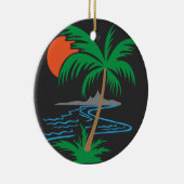 Palm Tree by the River | Tropical Sunset Art Keramisch Ornament (Rechts)