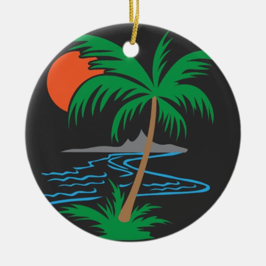 Palm Tree by the River | Tropical Sunset Art Keramisch Ornament (Voorkant)