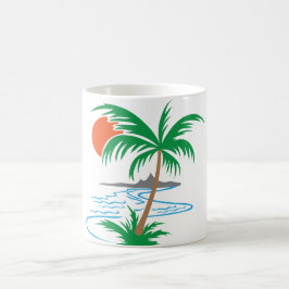 Palm Tree by the River | Tropical Sunset Art Koffiemok