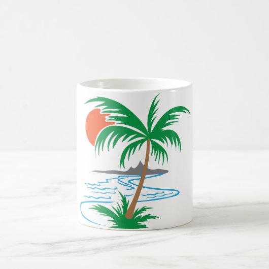 Palm Tree by the River | Tropical Sunset Art Koffiemok (Center)