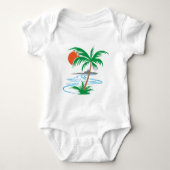 Palm Tree by the River | Tropical Sunset Art Romper (Voorkant)