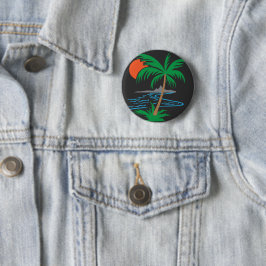 Palm Tree by the River | Tropical Sunset Art Ronde Button 5,7 Cm