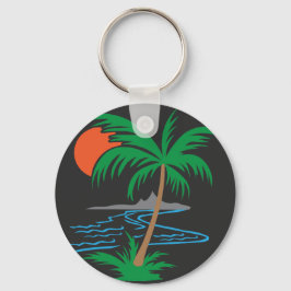 Palm Tree by the River | Tropical Sunset Art Sleutelhanger