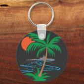 Palm Tree by the River | Tropical Sunset Art Sleutelhanger (Voorkant)