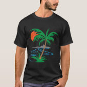 Palm Tree by the River | Tropical Sunset Art T-shirt (Voorkant)