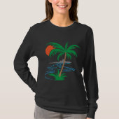 Palm Tree by the River | Tropical Sunset Art T-shirt (Voorkant)