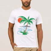 Palm Tree by the River | Tropical Sunset Art T-shirt (Voorkant)