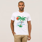 Palm Tree by the River | Tropical Sunset Art T-shirt (Voorkant volledig)