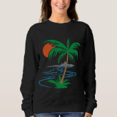 Palm Tree by the River | Tropical Sunset Art Trui (Voorkant)