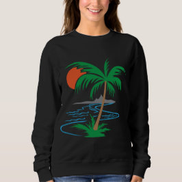 Palm Tree by the River | Tropical Sunset Art Trui