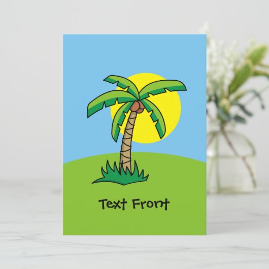 Palm Tree Cartoon-uitnodiging Kaart (Staand voorkant)