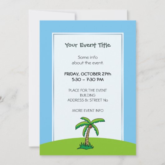 Palm Tree Cartoon-uitnodiging Kaart (Achterkant)