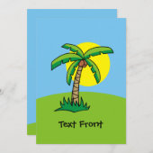 Palm Tree Cartoon-uitnodiging Kaart (Voorkant / Achterkant)