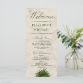 Palm Tree Champagne Cream Elegant Chic Wedding Menu (Staand voorkant)