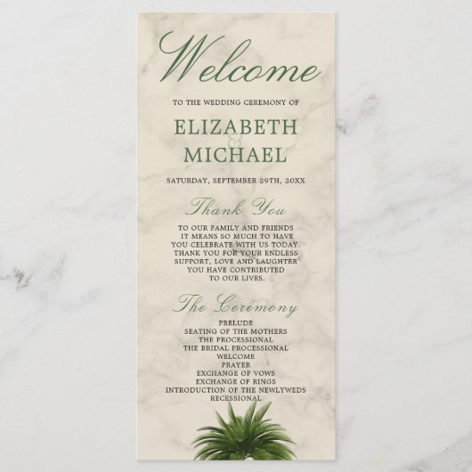 Palm Tree Champagne Cream Elegant Chic Wedding Menu (Voorkant)