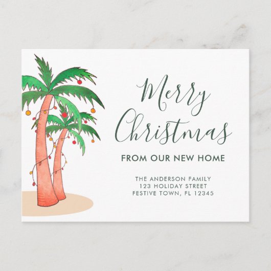 Palm Tree Christmas Home Verhuizen Aankondigingskaart (Voorkant)