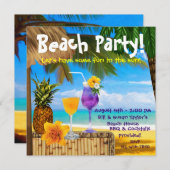 Palm Tree Cocktails Adult Beach Party Kaart (Voorkant / Achterkant)