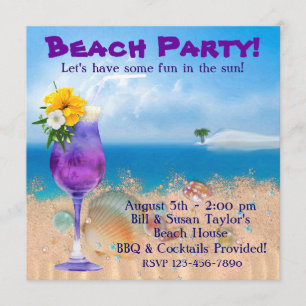 Palm Tree Cocktails Adult Beach Party Kaart