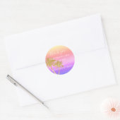 Palm Tree Colorful Ombre Sunset Weddenschap Bedank Ronde Sticker (Envelop)
