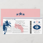 Palm Tree Costa Rica Boarding Pass Wedding Kaart (Voorkant / Achterkant)