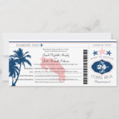 Palm Tree Costa Rica Boarding Pass Wedding Kaart (Voorkant)
