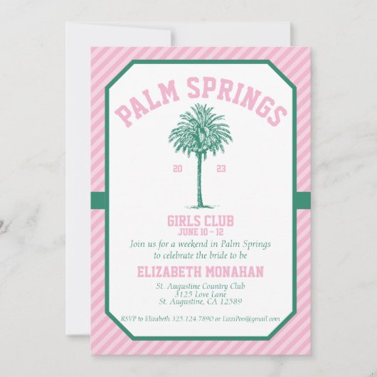 Palm Tree Country Club Bachelorette Kaart (Voorkant)