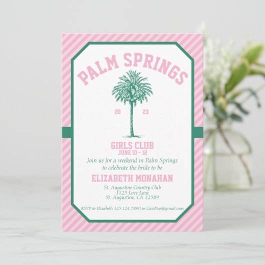 Palm Tree Country Club Bachelorette Kaart (Staand voorkant)