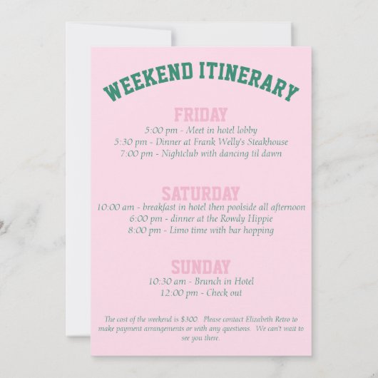 Palm Tree Country Club Bachelorette Kaart (Achterkant)