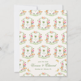 Palm Tree Crest Monogram Zomer Boho Beach Huwelijk Save The Date