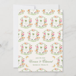 Palm Tree Crest Monogram Zomer Boho Beach Huwelijk Save The Date